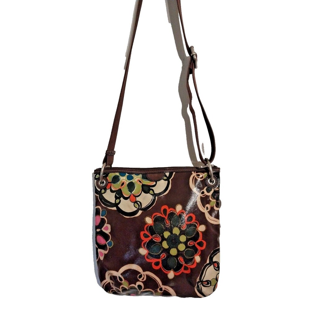 Fossil Key-per Shoulder/Cross Body Purse Adj Strap Coated Canvas 11 x 11.5” - Picture 5 of 11